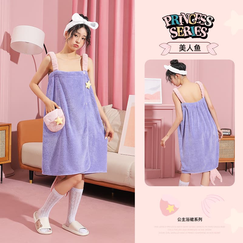New Sling Bath Skirt Women's Adult Autumn Winter Home Cartoon Love Bathrobe Coral Fleece Thickened Tube Top Bath Towel Wholesale