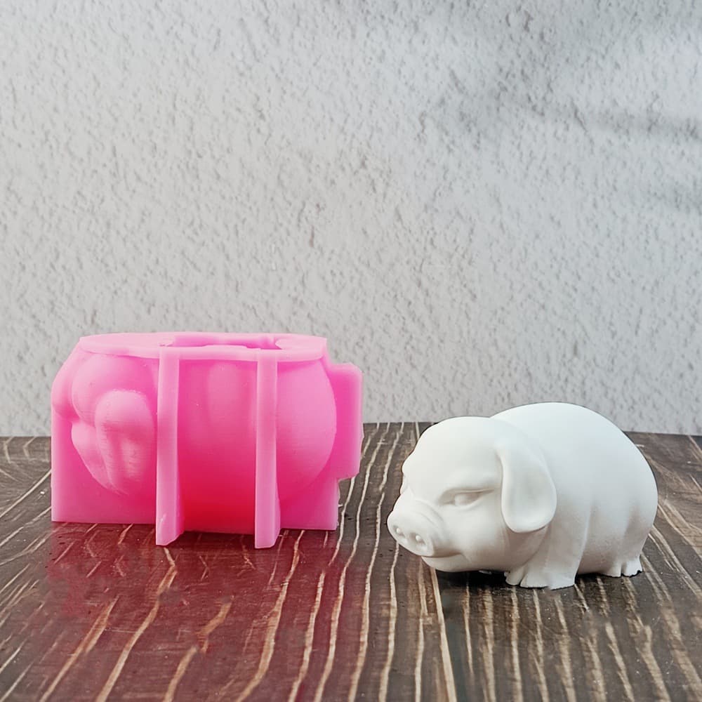 Piggy ornament mold ornament candle plaster DIY plaster ornament candlestick silicone mold W0912