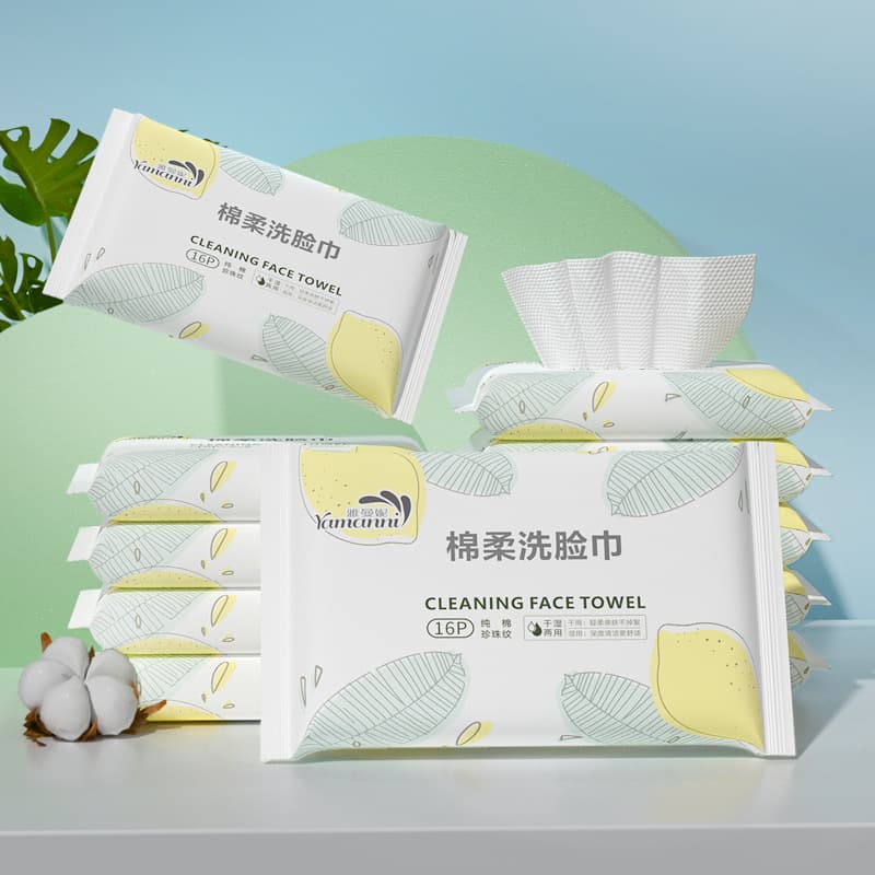 Portable disposable cotton face towels, pull-out soft cotton wipes, women's facial cleansing wipes, makeup remover wipes, baby dry and wet wipes