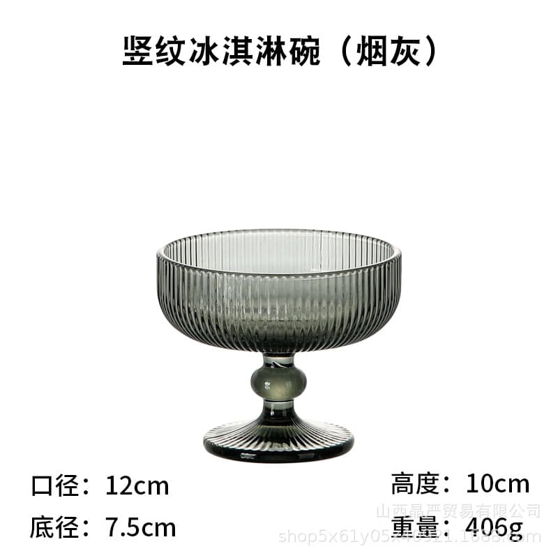Wholesale European Style Vertical Grain Natural Color Wine Glass, Tumbler, Champagne Glass, Ice Cream Bowl, Creative Elegant Home and Hotel Barware