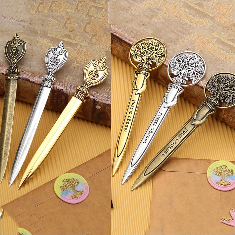 Metal Letter Opener, European and American Vintage Envelope Opener, Zinc Alloy Package and Document Knife, Factory Stock
