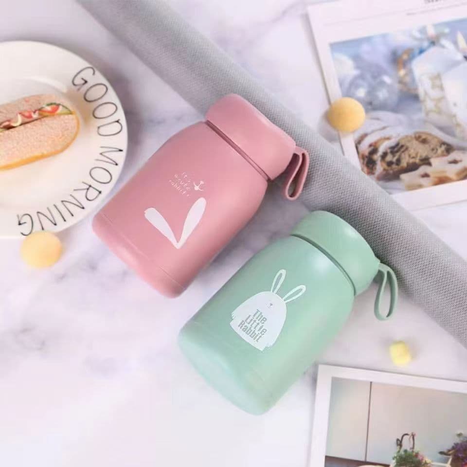 Cute Rabbit Big Belly Cup, Double-Layer Heat and Drop Resistant, Office Lady Short-Term Insulation, Adorable Glass Cup, Minimalist Design