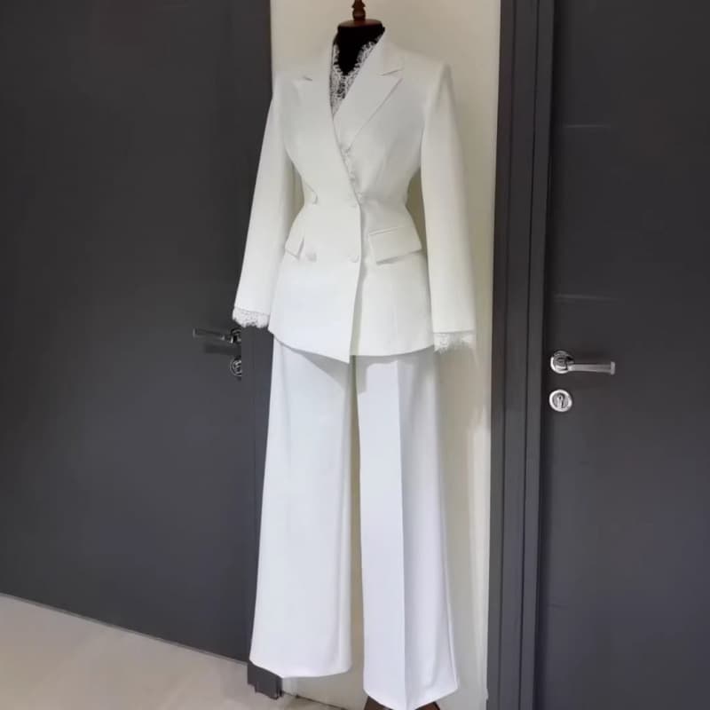 Amazon 2026 European and American cross-border foreign trade women's professional commuting temperament suit button lace straight pants