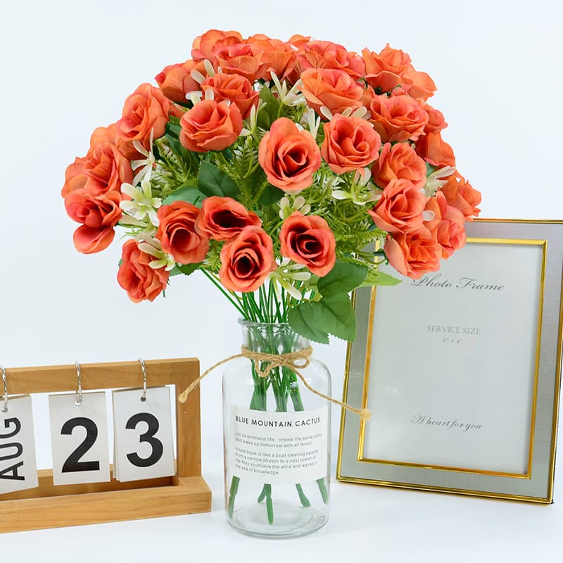 12 small roses flower simulation small rose fake flower bouquet home indoor table decoration party salon cross-border