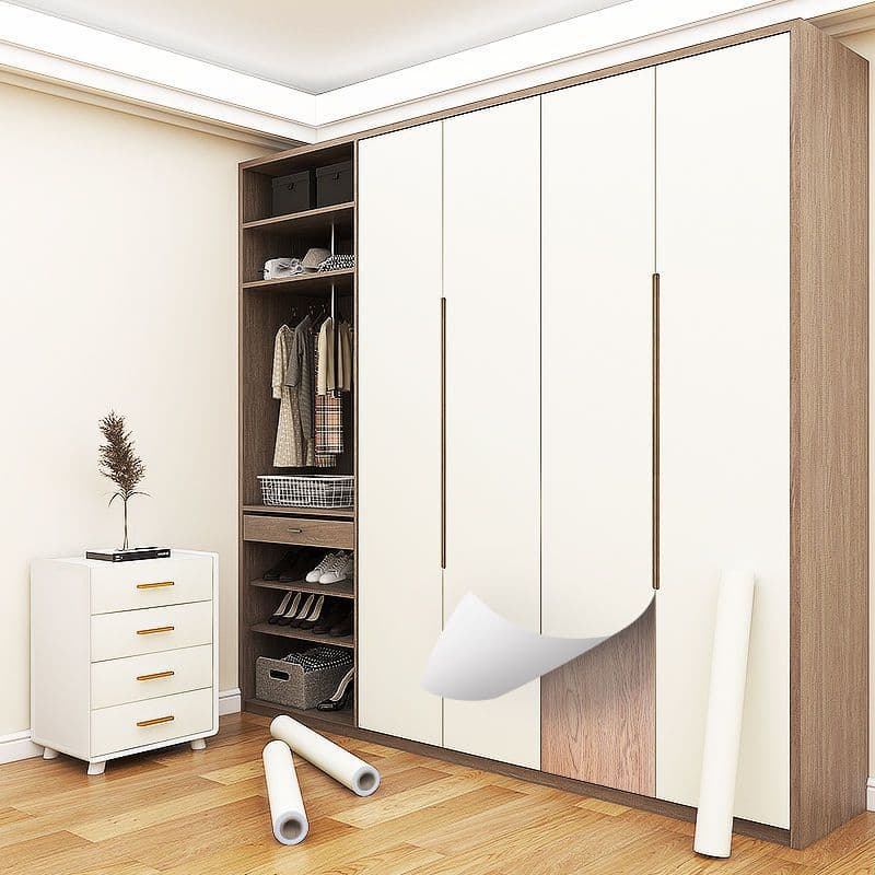 Thick Soft-Touch Wardrobe Color Change Sticker for Old Cabinets, Cabinet Doors, Sliding Doors, Furniture Renovation Film, Self-Adhesive Wallpaper