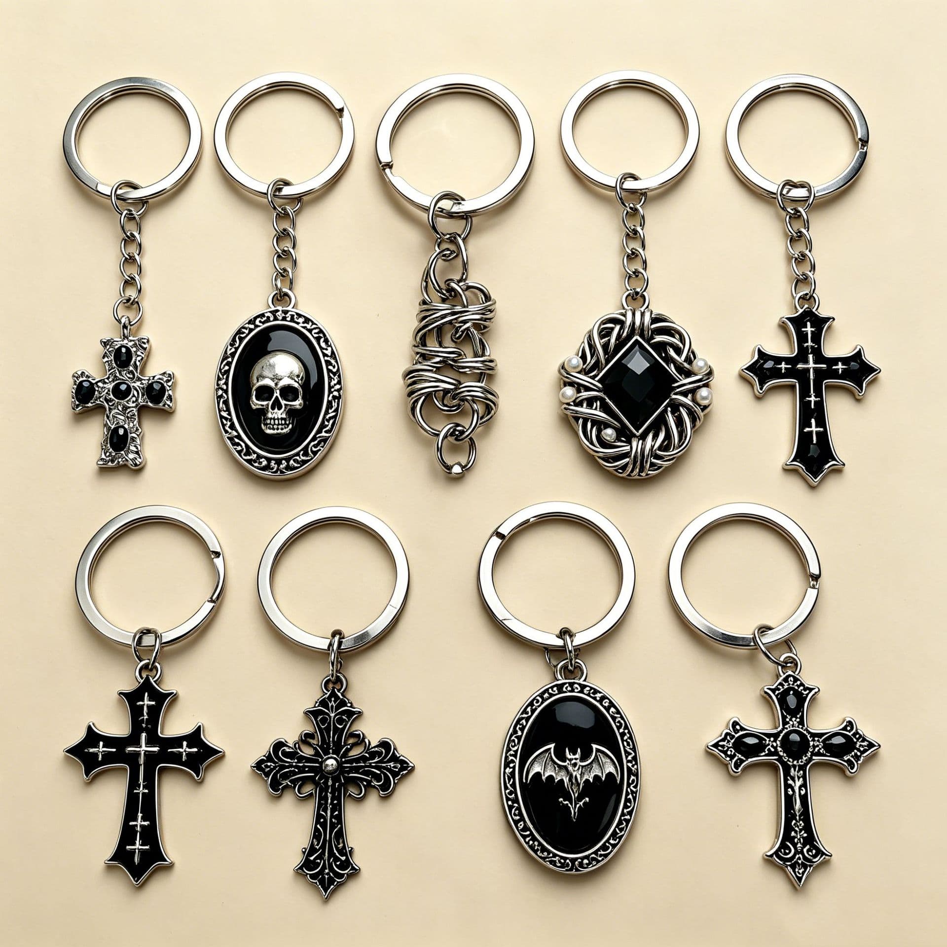 Subculture Gothic Style Cross Keychain, Vintage Hot Girl Bag Charm, Personalized Couple Car Key Accessory