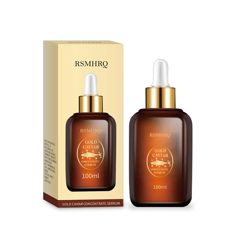 Cross-Border Full English Label Gold Caviar Essence Facial Serum Anti-Wrinkle Firming Pore Shrinking Essence in Stock
