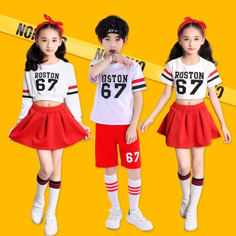 Children's Day Performance Costume, Cheerleading Outfit for Toddlers, Kindergarten Dance Jazz Crop Top Set