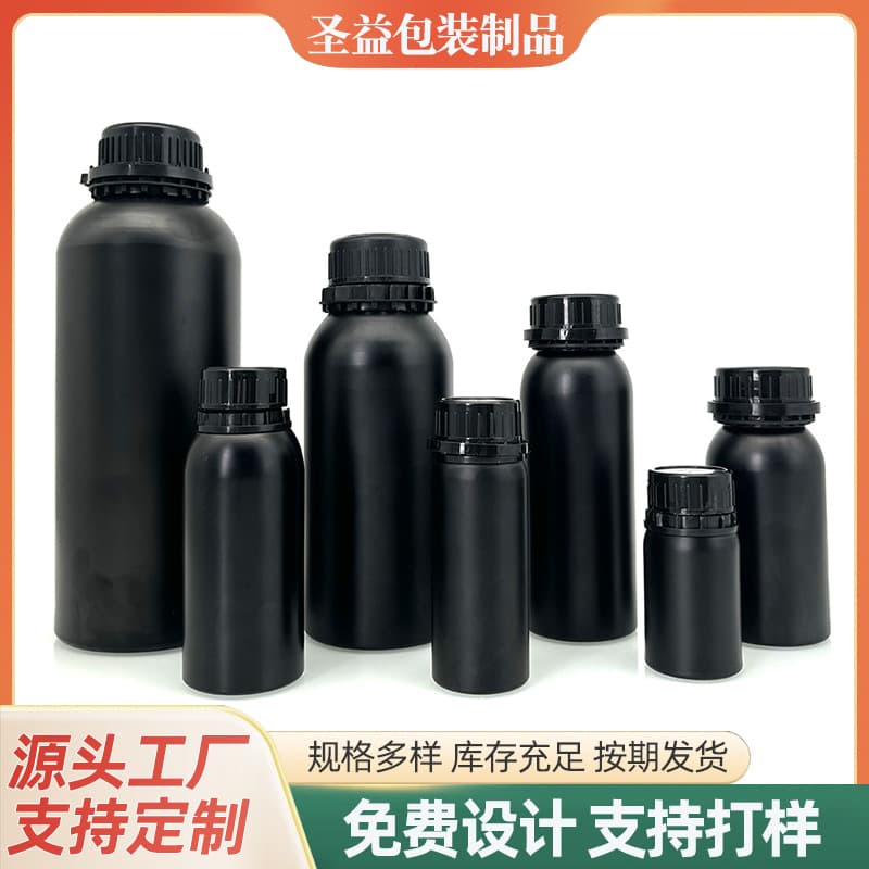 Manufacturer's Ready Supply 50Ml-1000Ml Matte Black Oil Bottle Anti-Theft Cap Aluminum Bottle Chemical Product Flavor Bottle