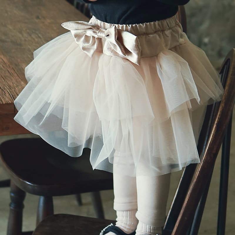 2025 Winter Strawberry Coral Korean Girls Kids Fleece-Lined Leggings Bow Tulle Tutu Skirt