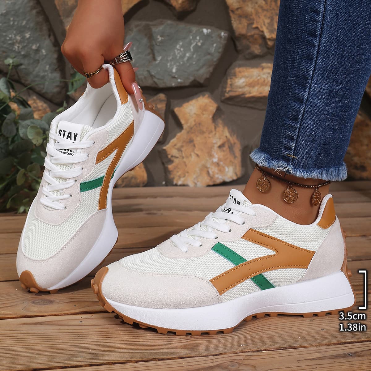 In Stock Xiaomanwaist Sneakers Women 2026 Spring Summer New Mesh Thick Sole Student Casual Shoes Sports Agam Shoes Women