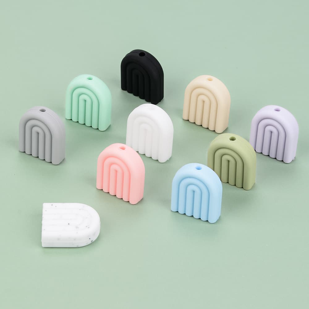 Macaron Silicone Beads DIY Jewelry Accessories Food Grade Baby Teether Pure Color Arch Rainbow Loose Beads Wholesale