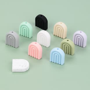 Macaron Silicone Beads DIY Jewelry Accessories Food-Grade Baby Teether Solid Arch Rainbow Loose Beads Wholesale