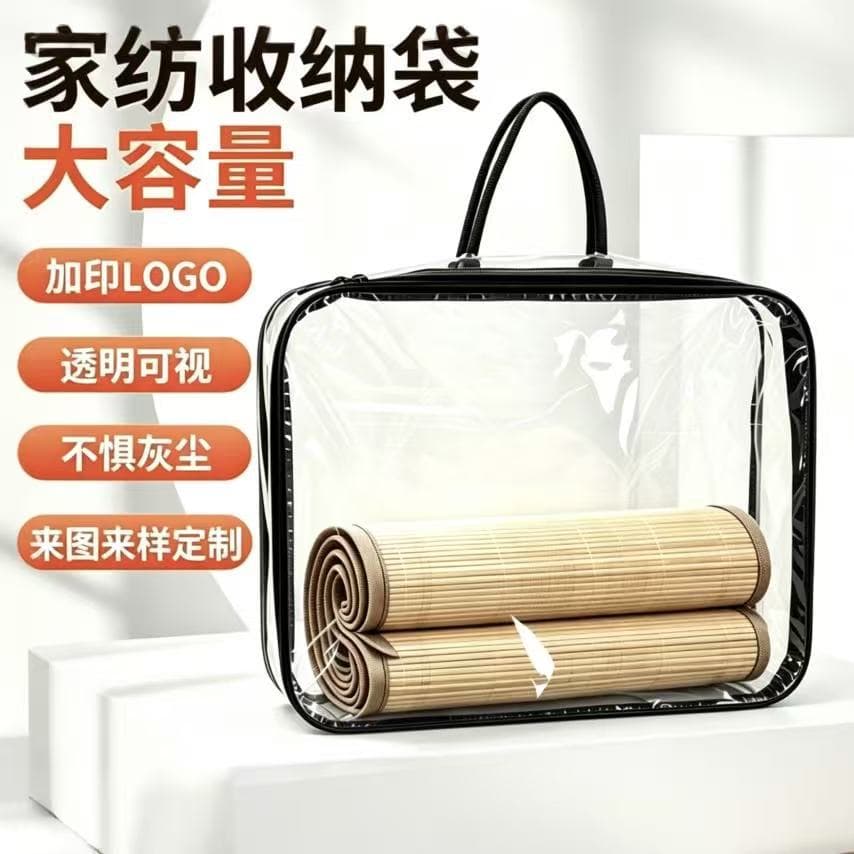 In-Stock Transparent Portable Storage Bag, Plastic Three-Dimensional Storage Pouch, PVC Mat Bedding Home Textile Toiletry Bag, Cross-Border
