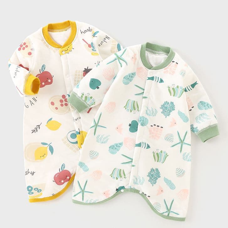 Baby Warm Nightgown Autumn and Winter Thickened Sleep Kick-proof Baby Nightgown Boy's Home Clothes Jumpsuit Pajamas Long Sleeve