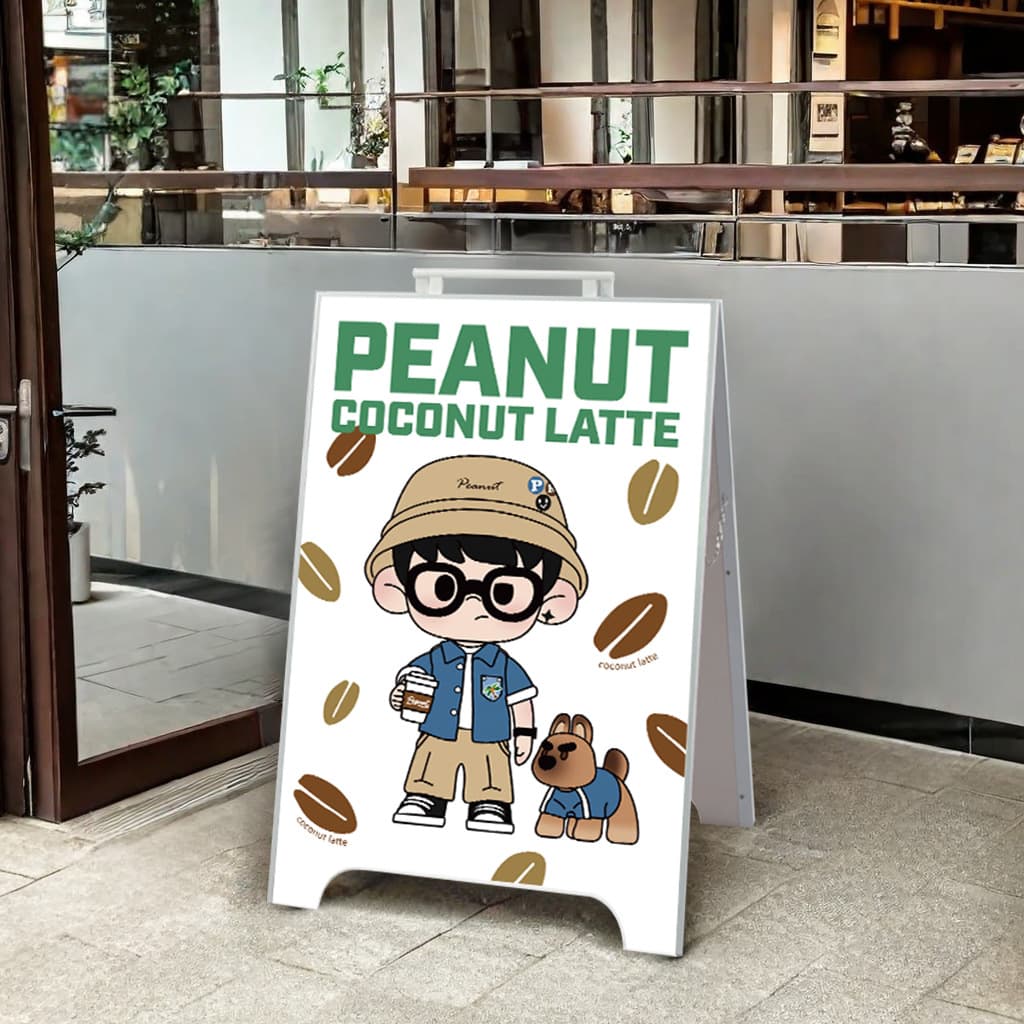 Baisidun Ins Display Signage Stand, Windproof Folding Floor Poster Frame for Shopping Malls, Outdoor Use, Coffee Shop Promotional Display