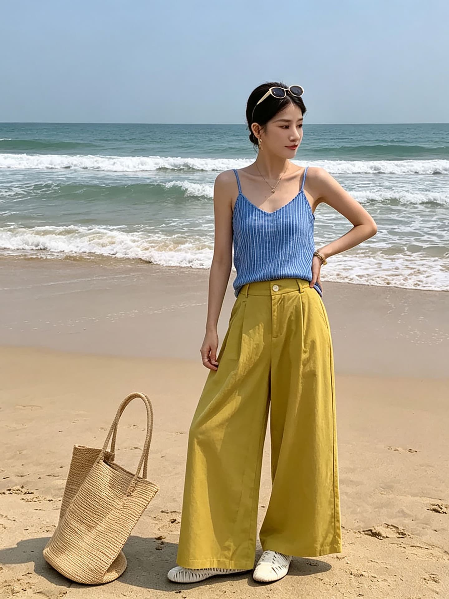 2026 Summer New Women's Pants Tencel Cotton Casual Wide-Leg Pants Lightweight High-Waist Drape Slimming Straight-Leg Pants