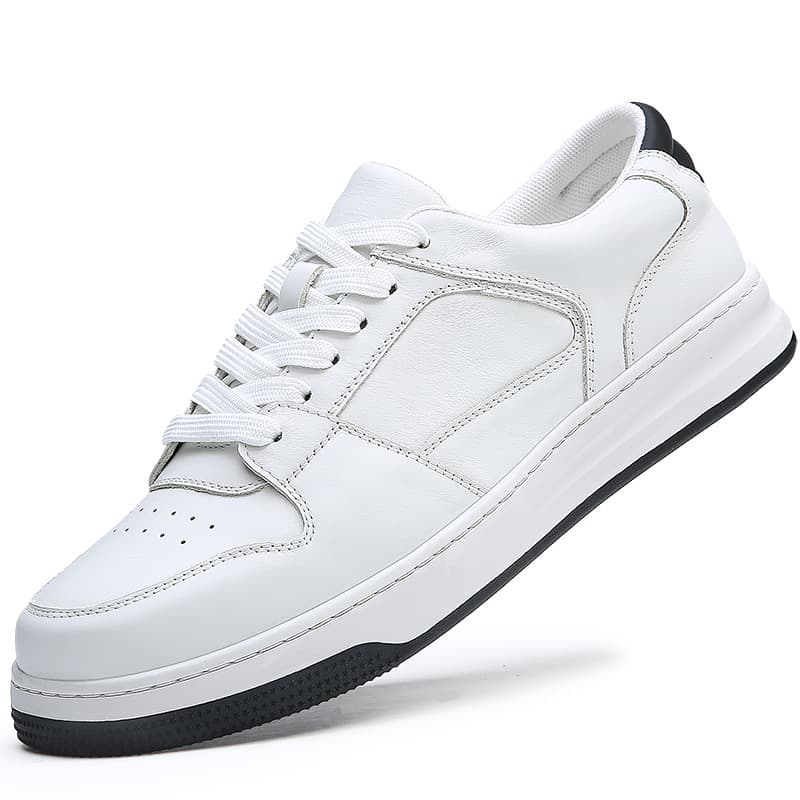 9913 genuine leather elastic band casual shoes handmade sneakers non-slip wear-resistant leather shoes white shoes thick sole sneakers