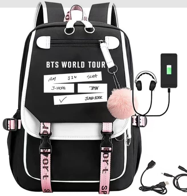Katseye Merch Contrast Color Unisex USB Fashion Backpack Cross-border Large Capacity Korean Style Student Schoolbag