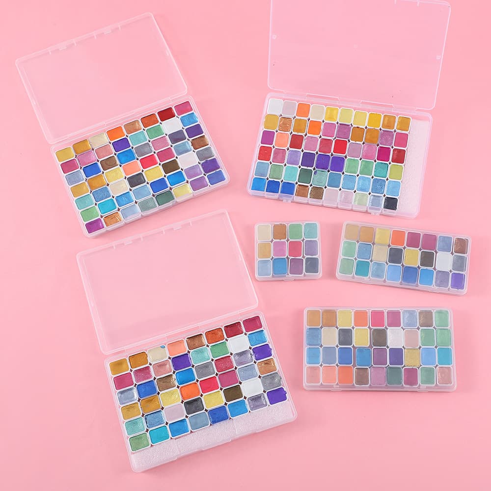 Cross-Border New Product Water-Soluble Color Painting Pigment Solid Pearlescent Watercolor Art Student Painting Tool Set Wholesale