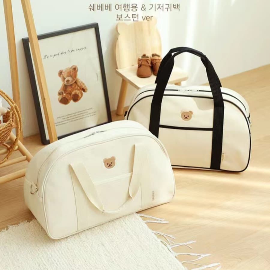 Korean Ins Mom Bag Large Capacity Bear Handbag 2023 New Lightweight Storage Maternity Baby Bag