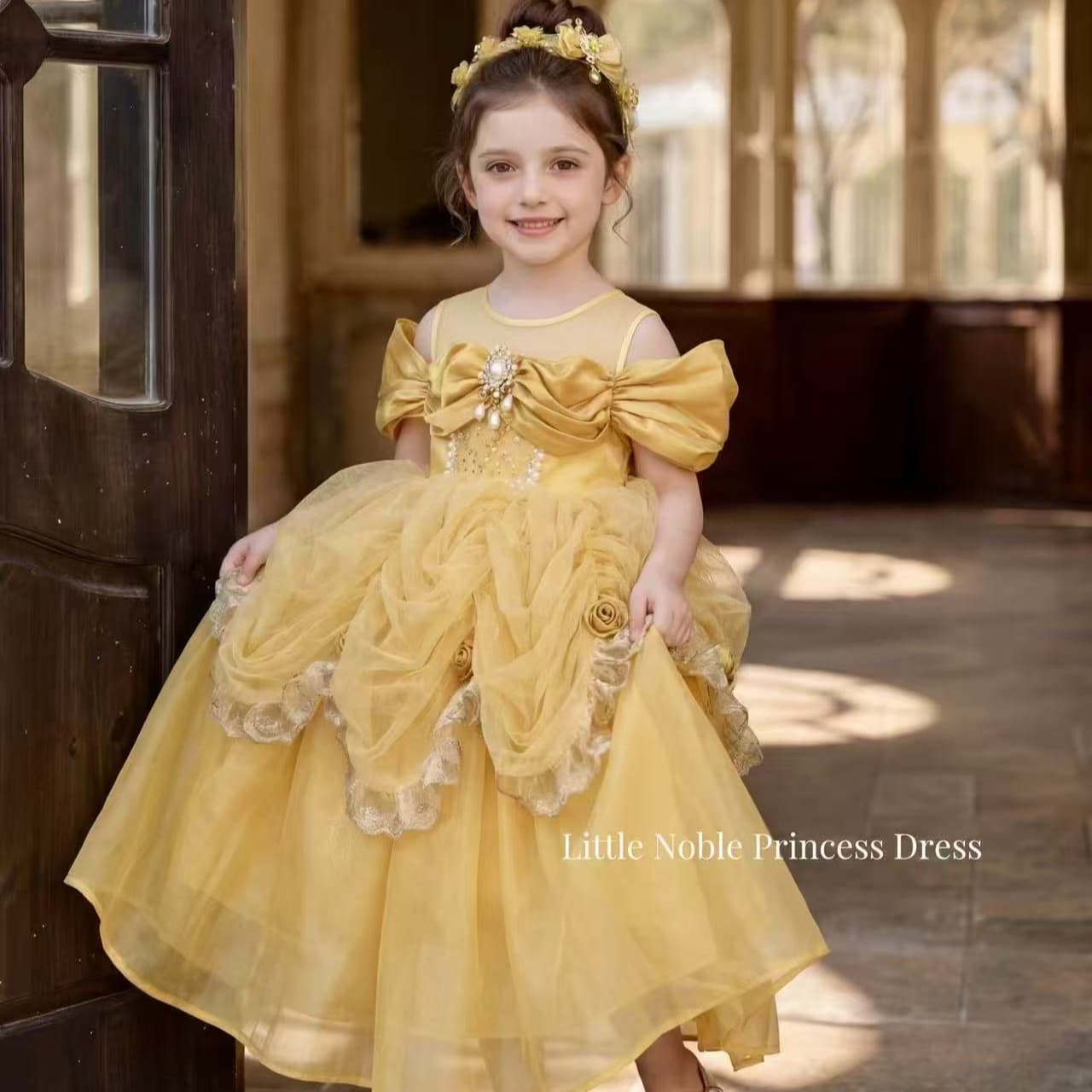 2026 New Belle Princess Dress Summer Children's Vintage Birthday Gown Girls Tulle Dress Drop Shipping