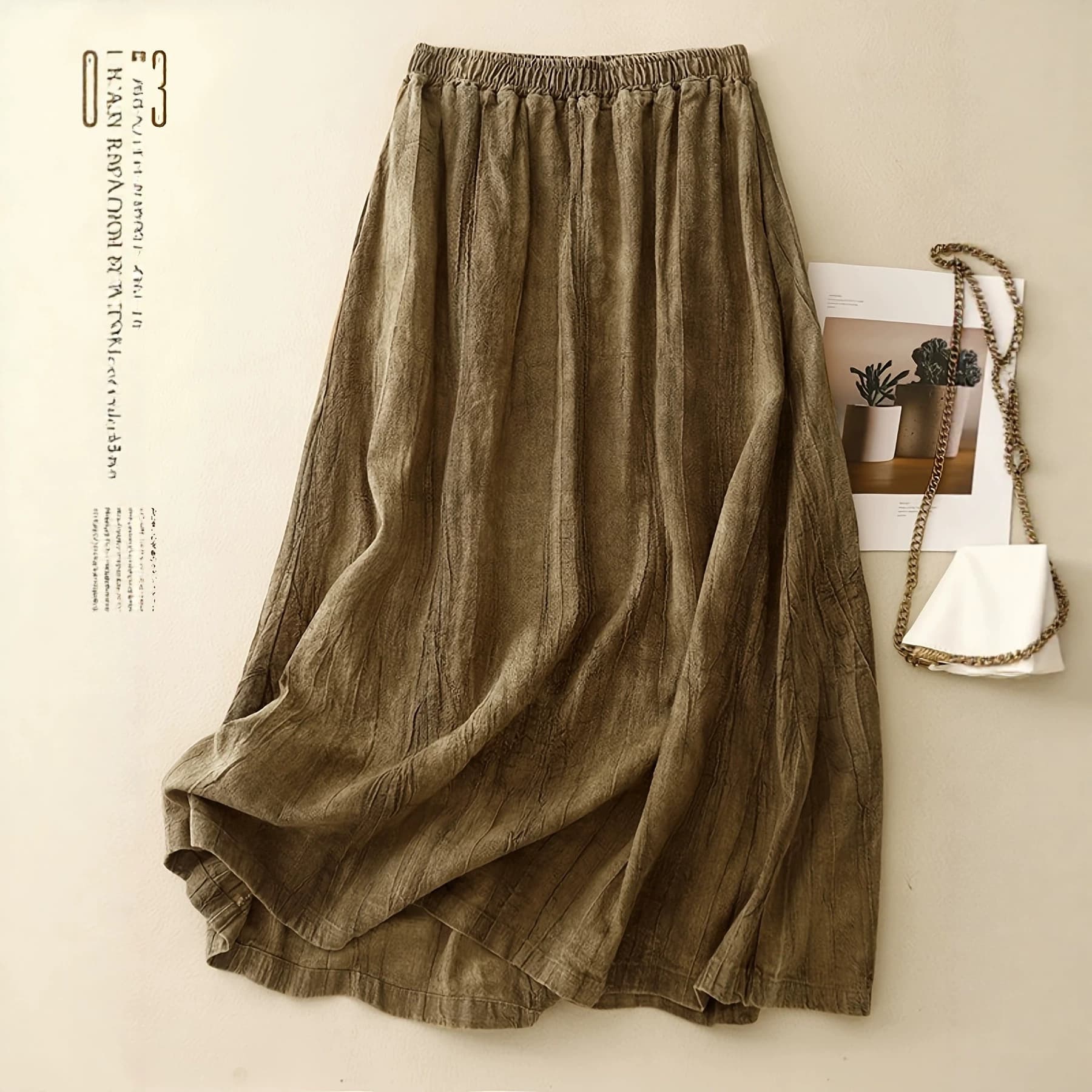 Vintage Tie-Dye Skirt Women Summer High-End Linen Texture Full Skirt Flowing Zen-Inspired Distressed Long Skirt