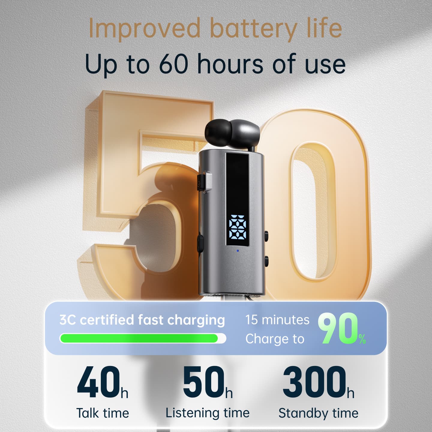 K92 In-Ear Large Battery Clip-On Bluetooth Headphones Cross-border New for Ride-Hailing Delivery Cycling Noise Cancelling Dual Connection