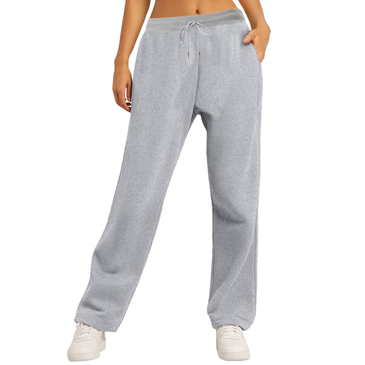 Cross-border foreign trade European and American style 2025 autumn new fleece-lined solid color casual loose versatile sweatpants