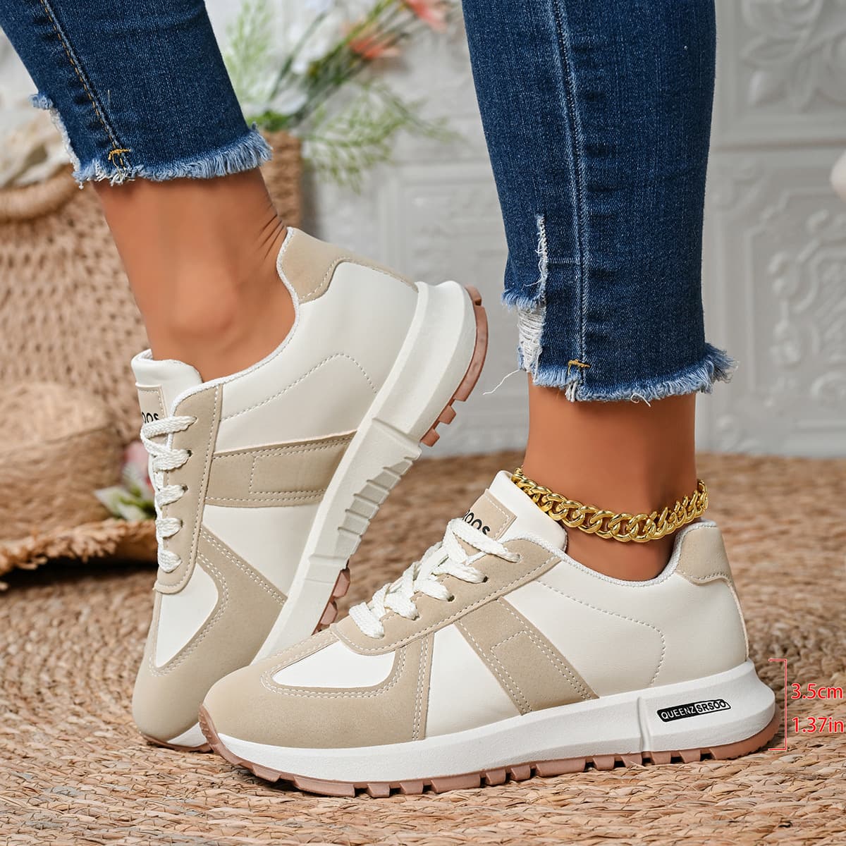 Korean-style Chunky Casual Sneakers for Women 2026 Spring New Trendy Comfortable Retro Dad Shoes