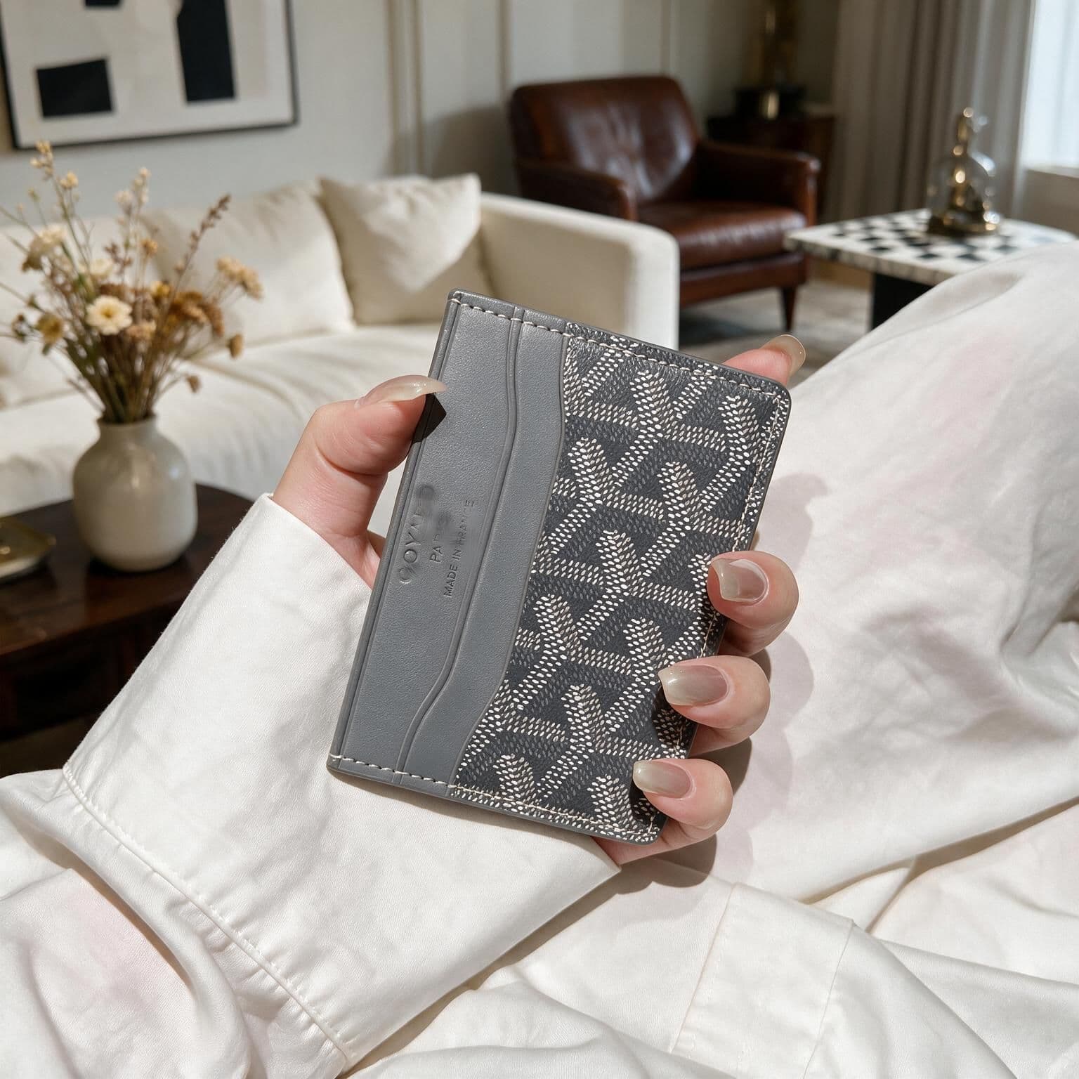 Cross-border Goyard-style dog tooth card holder, unisex lightweight multifunctional ID storage card holder card case, multi-color leather