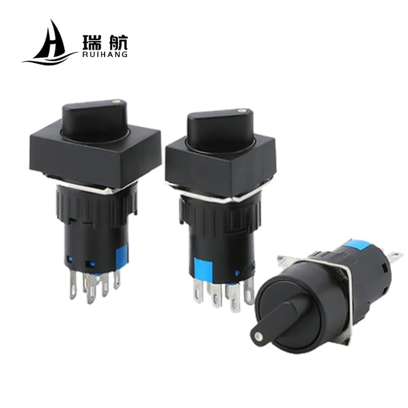 LA16Y-11X2 Selector Switch (3-pin/6-pin, round/square/rectangular, normally open/normally closed, 16mm, 2-position/3-position knob)
