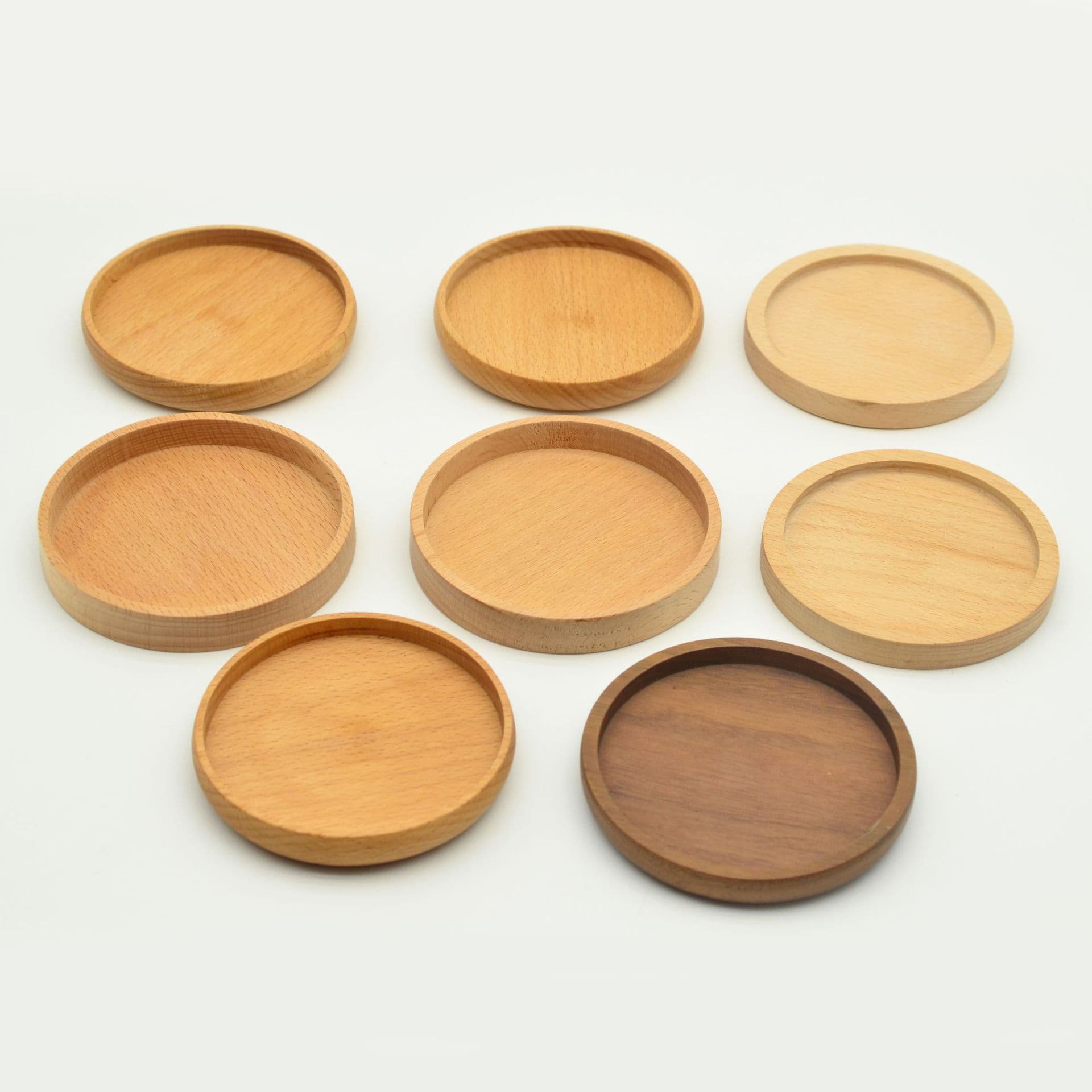 Japanese solid wood tea coaster beech wood round cup insulation pad coffee coaster kung fu tea wood coaster can be printed with LOGO