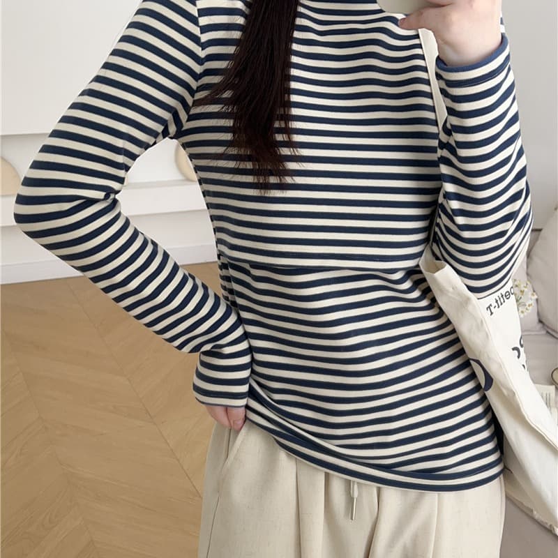 Autumn and Winter Double-Sided Brushed High-Neck Nursing Top, Style 2317 for Home Wear and Layering