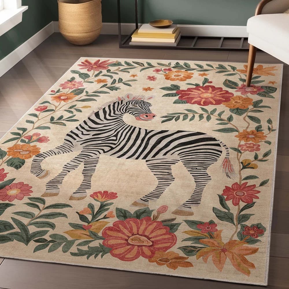 Cross-border retro American zebra floor mat, living room full of water-absorbent, quick-drying, stain-resistant, easy-care carpet, sofa coffee table blanket