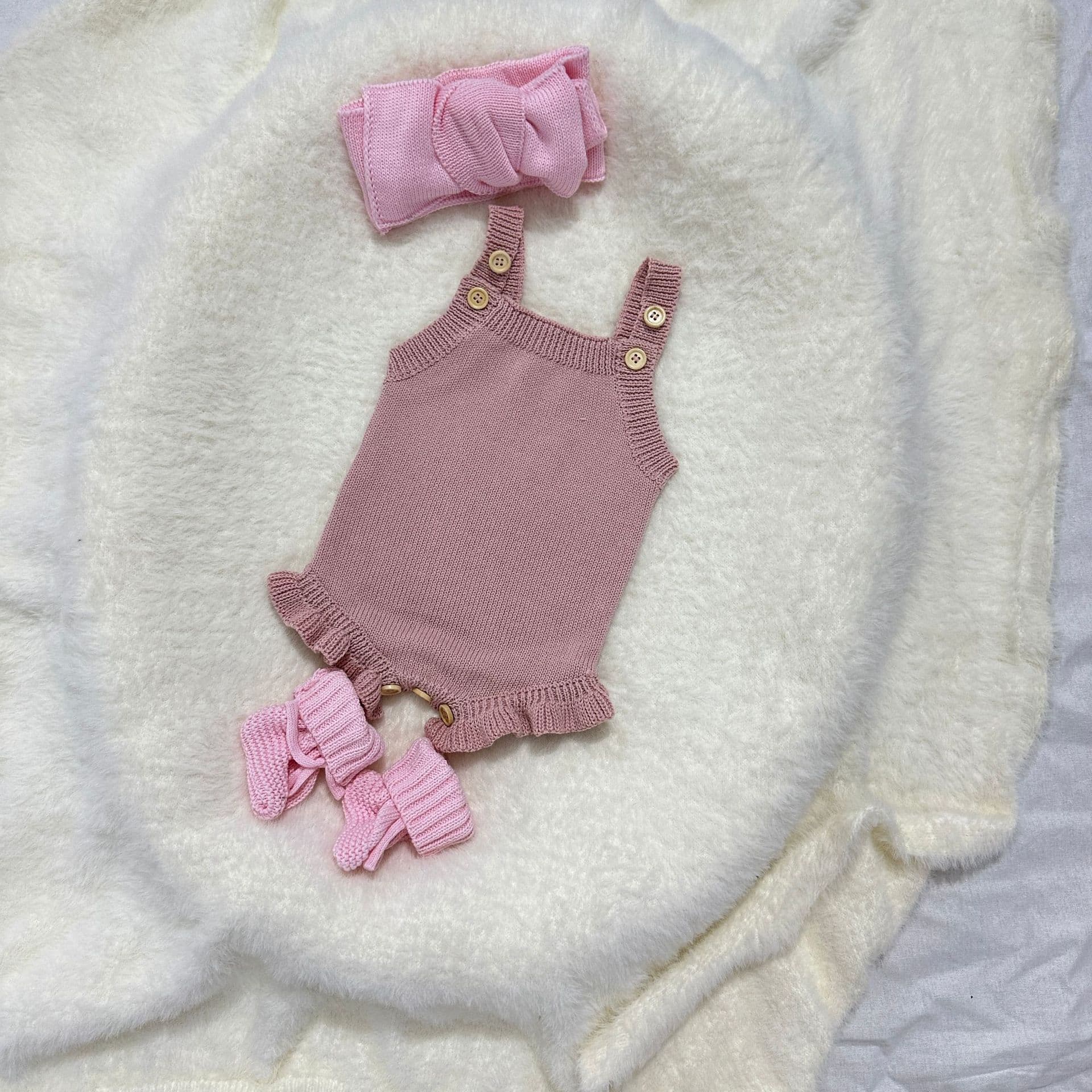 ins open stall baby children's clothing newborn one-piece clothes women's halter top knitted fungus side covering fart clothing