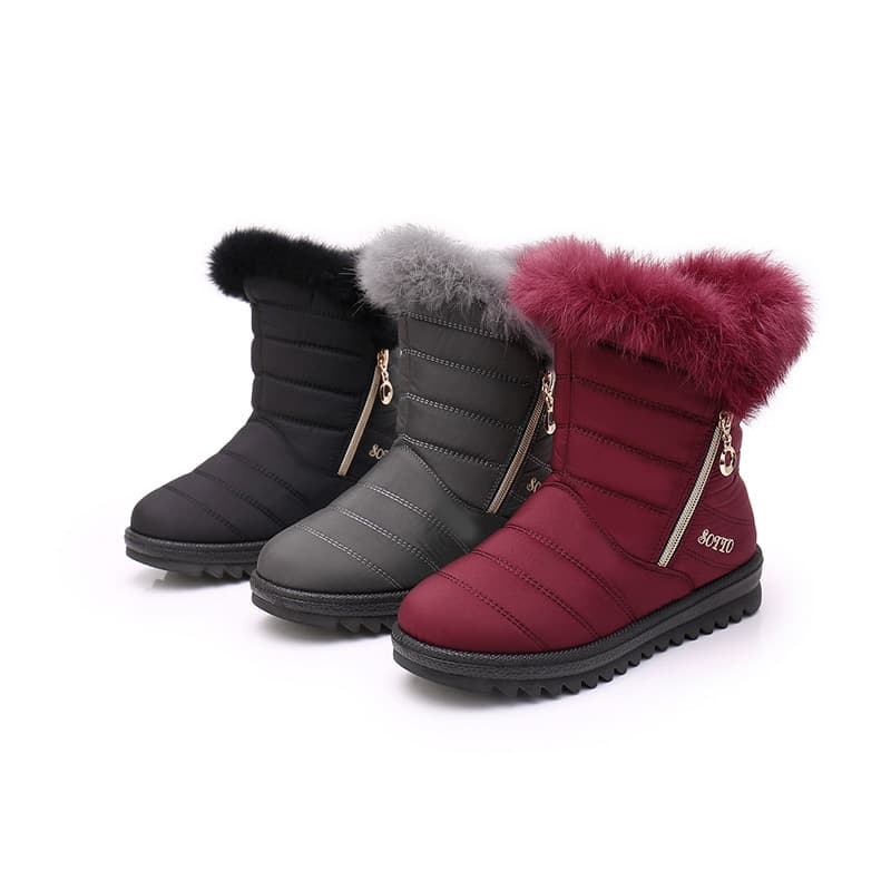 Winter Genuine Fur Large Size Warm Waterproof Cloth Snow Boots Mid-Calf Mom Cotton Boots Thick Cotton Shoes Cross-border Drop Shipping