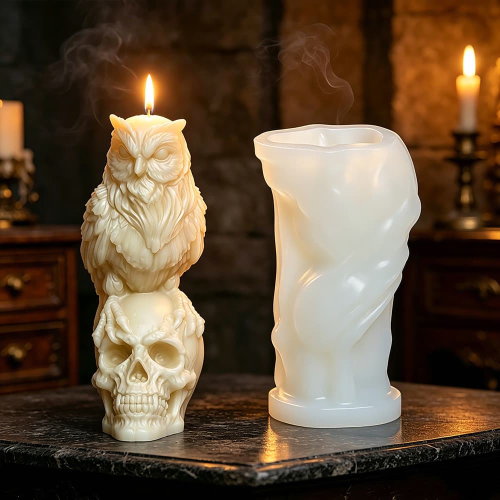 3D Stereoscopic Owl Skull Silicone Mold Aroma Candle Epoxy Resin Gypsum Resin Handmade Ornament Mold