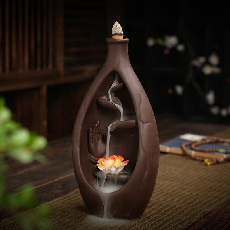 Backflow Incense Burner Alpine Flowing Water Lucky Ceramic Creative Ornaments Tea Ceremony Sandalwood Backflow Incense Dual-use Indoor Aromatherapy Burner
