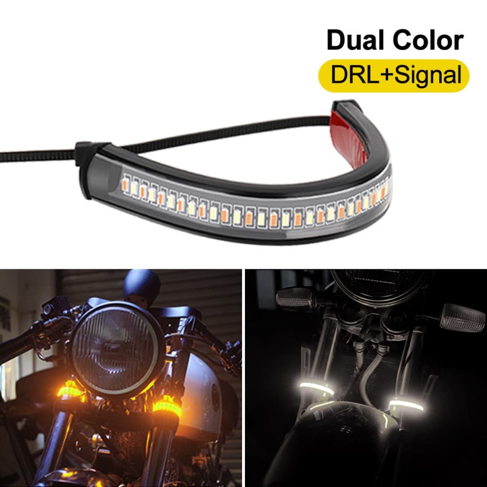 Motorcycle Led Shock Absorber Light Bar Brake Indicator Signal Light Bar Dual-color Flowing Motorcycle Accessories
