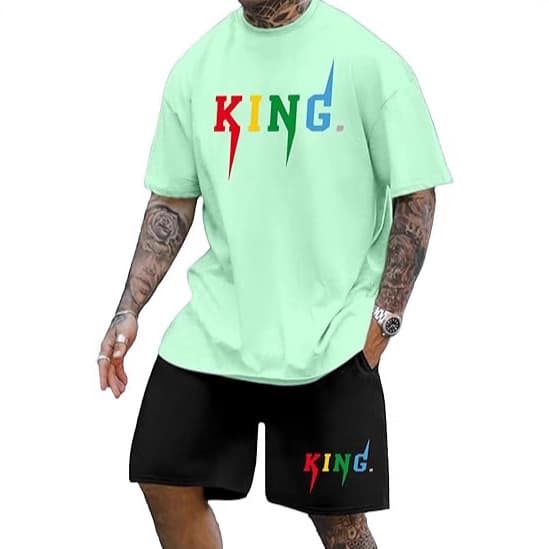 2025 New Cross-Border European and American Summer Fashion Casual Printed Sport Short Sleeve Set 3D Digital Print