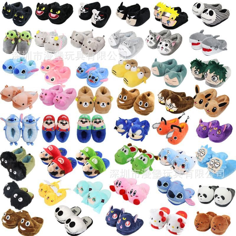 2026 Cross-border Anime Cartoon Plush Slippers Indoor Couple Cotton Slippers Home Warm Autumn Winter Cotton Shoes Wholesale