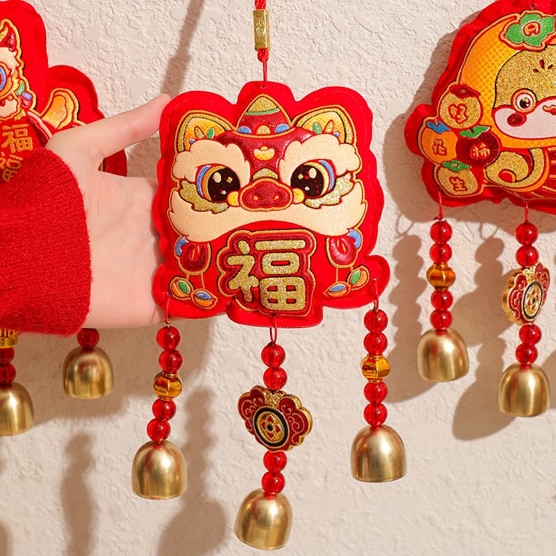 2026 Year of the Horse Spring Festival Festive Bell Pendant Cartoon Wind Bell Exorcism Zodiac Living Room Atmosphere Decoration Lion Wake Wholesale