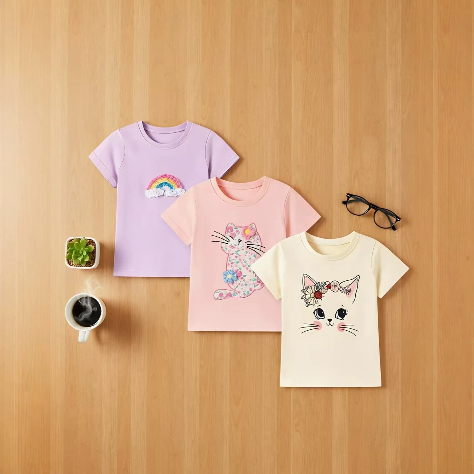 Girls short-sleeved T-shirt 2026 summer new style girls cute and sweet children's tops pure cotton baby girl clothes trendy