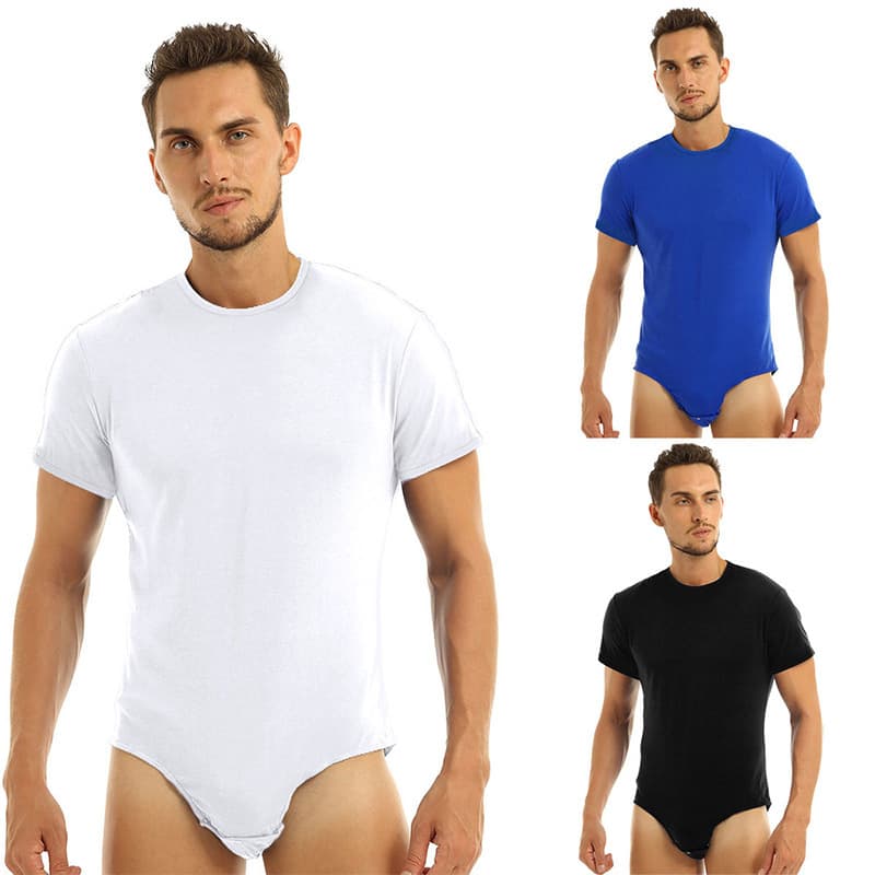 2026 New Foreign Trade Short-Sleeved Round-Neck Buttoned Jumpsuit Men's Breathable Jumpsuit Home Pajamas Wish