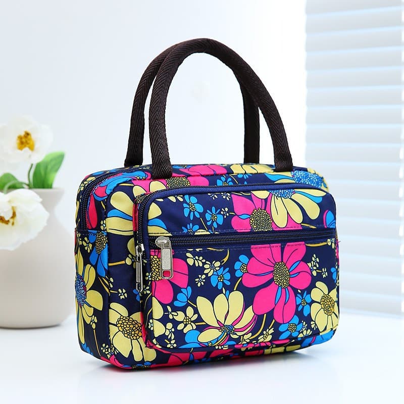 Handbag New Style Mother Bag Going Out Hand Bag Flower Cloth Bag for Middle-aged and Elderly People Buying Vegetable Change Mobile Phone Bag Stall Bag