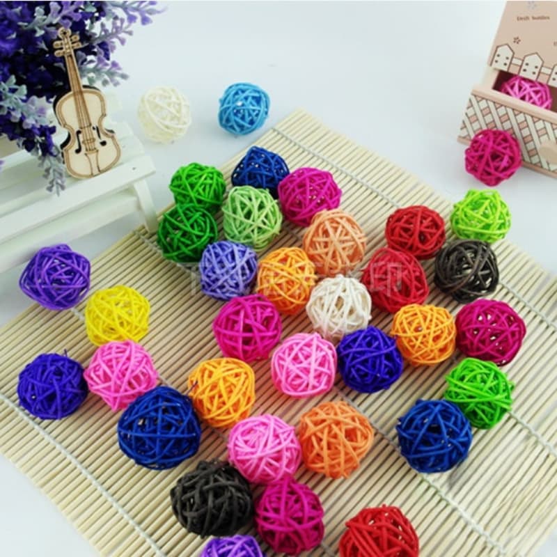 3CM Parrot Bird Toy Ball Colored Aroma Vine Ball Kindergarten Commercial Plant Woven Decorative Hanging Woven Ball
