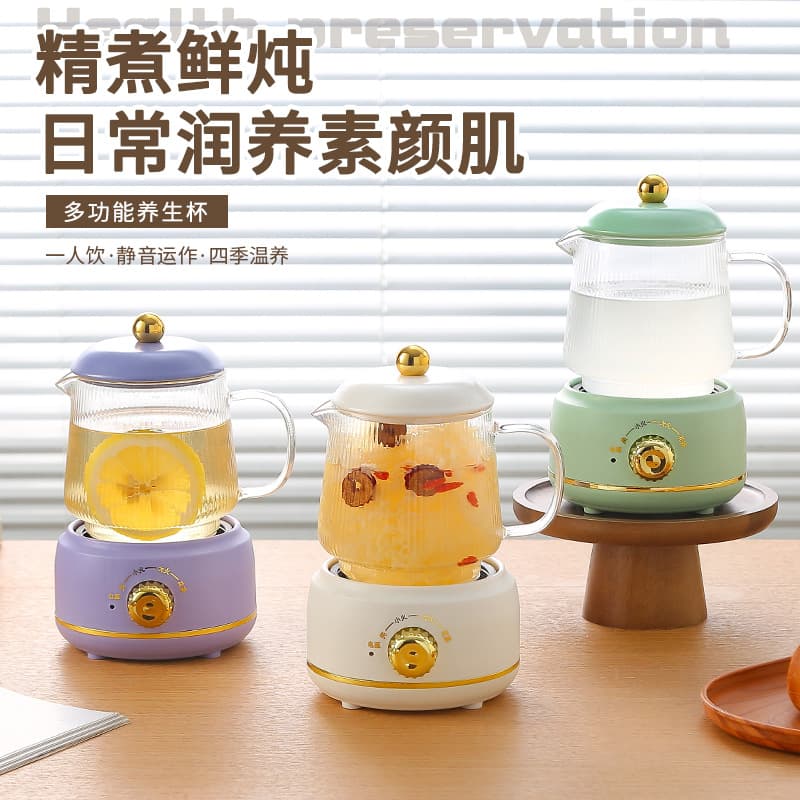 New Health Cup, Multifunctional Mini Health Pot, Electric Stewing Cup, Glass Electric Heating Cup, Office Flower Tea Brewing Gift Set