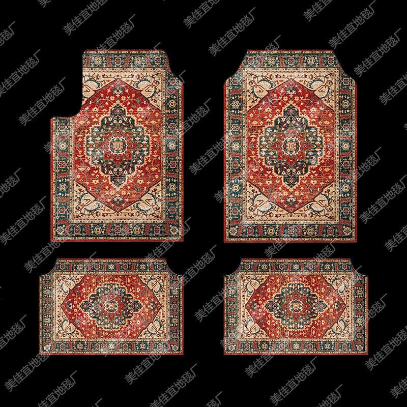 Amazon Retro Persian Car Floor Mats, Wear-resistant and Stain-resistant, 4-piece Set, TEMU Label, Dropshipping Available