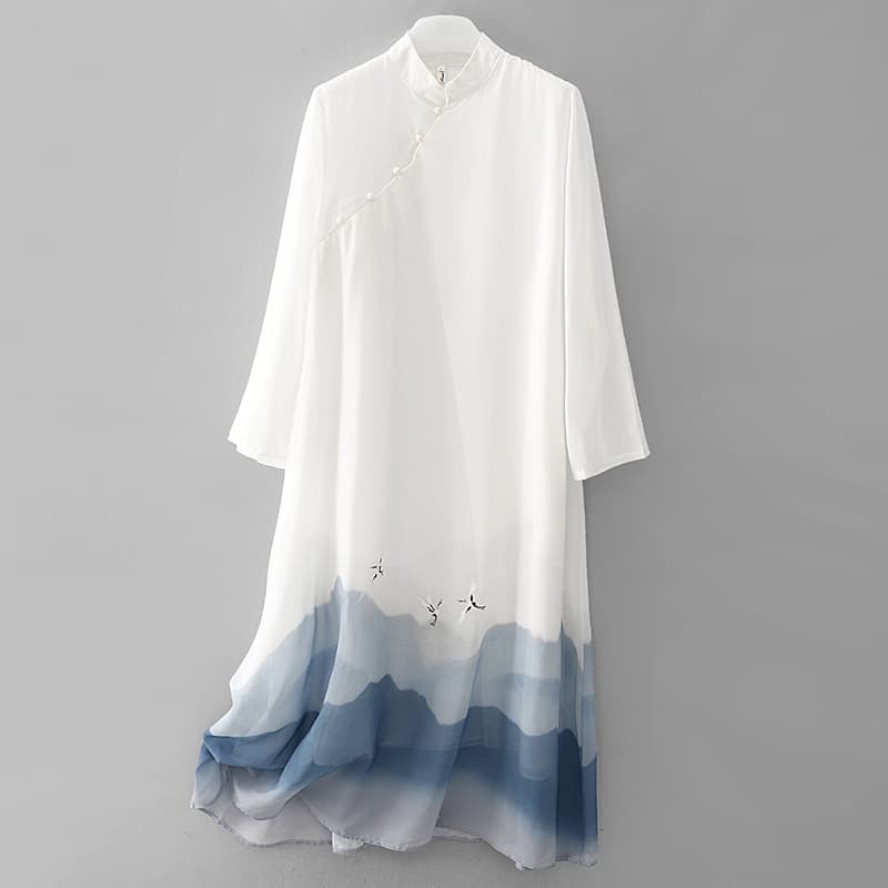Real shot of Chinese style women's tea dress, Zen suit, improved Hanfu cheongsam, new Chinese style cool Zen skirt
